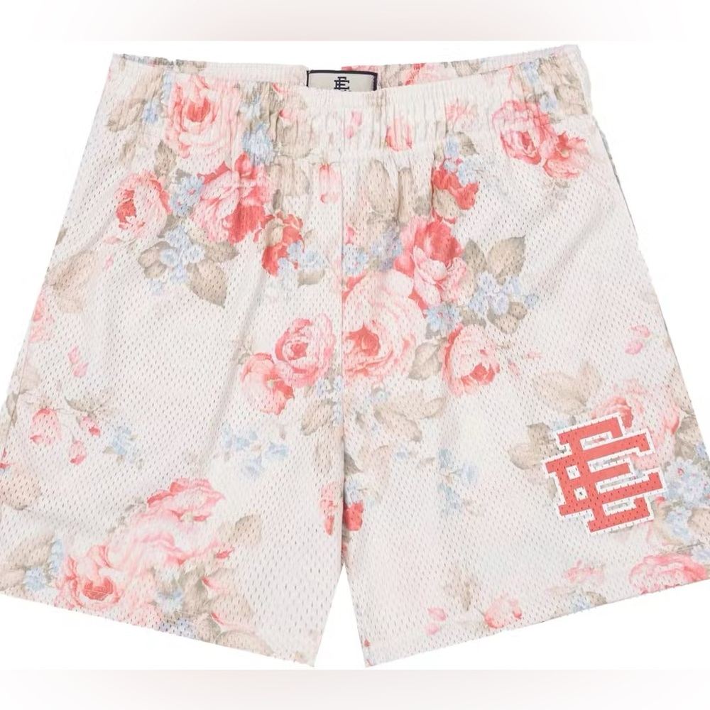 Eric Emanuel White Pink Floral Mens Mesh Shorts